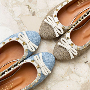 2 Paar ballerina's met strik, neus tegen neus
