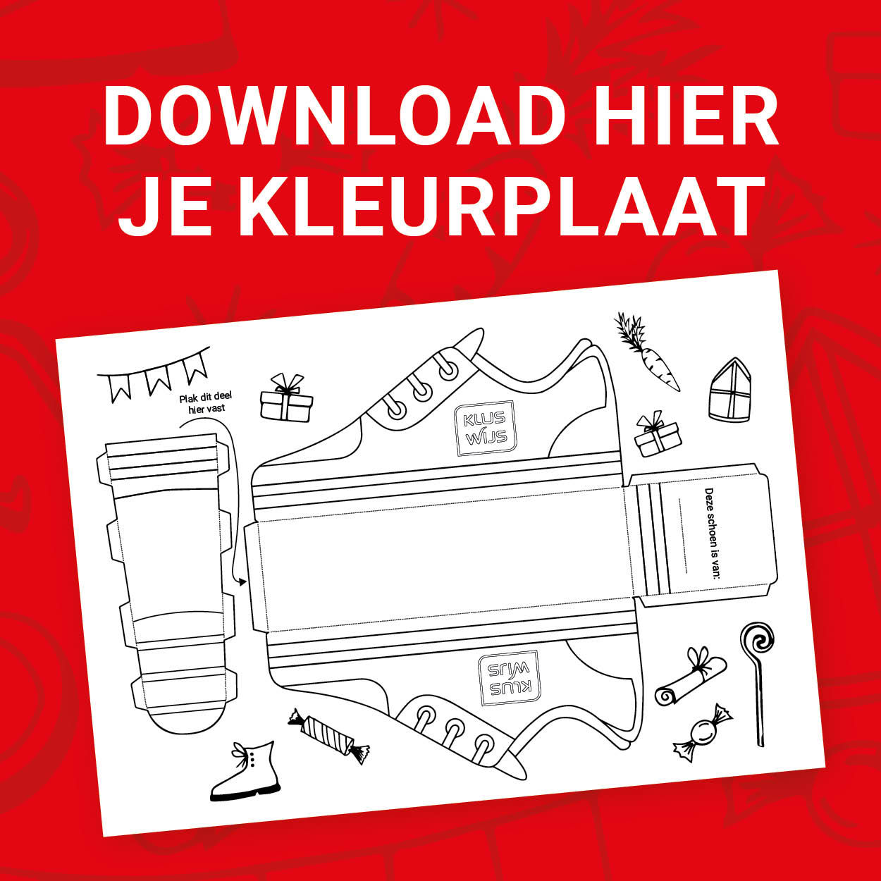 Kleurplaat schoen Sinterklaas KlusWijs