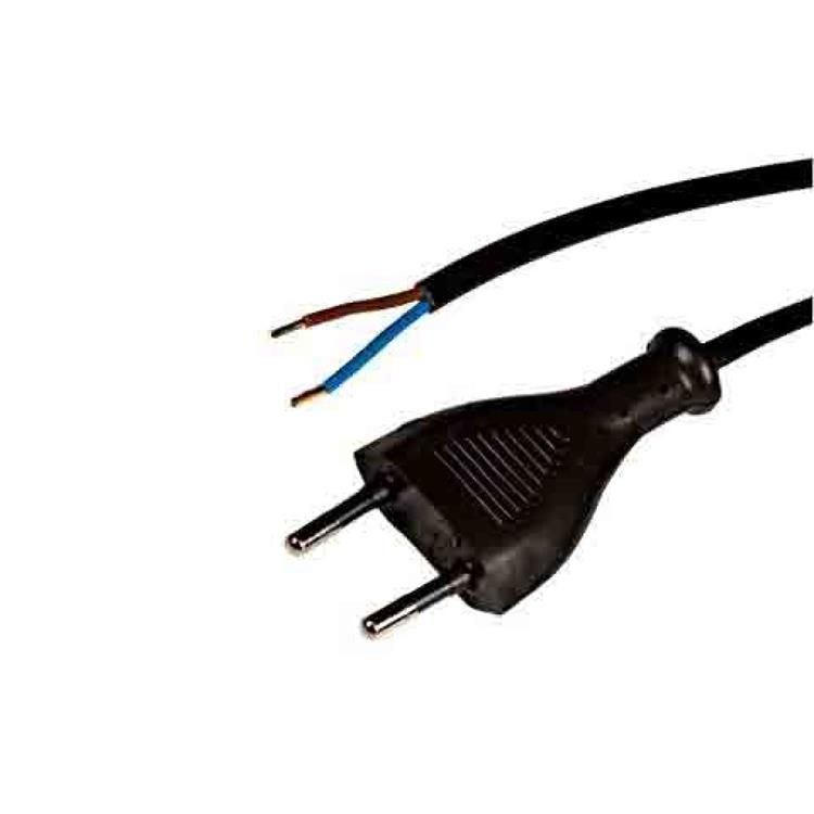 Euro aansluitsnoer H03VVH2-F2x0,75mm 2,5A/250V 2 meter zwart