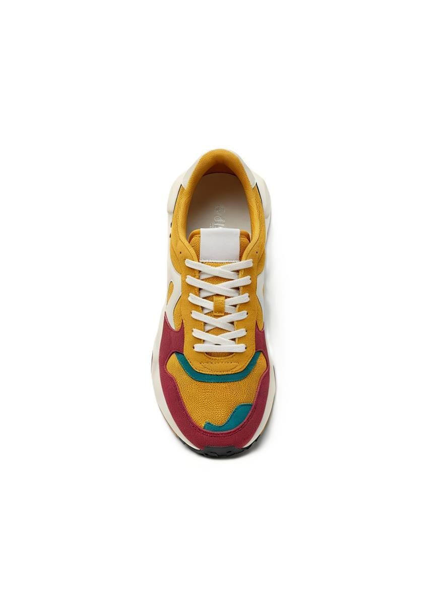 Retro Chunky Sneaker – Mustard / Burgundy / Teal