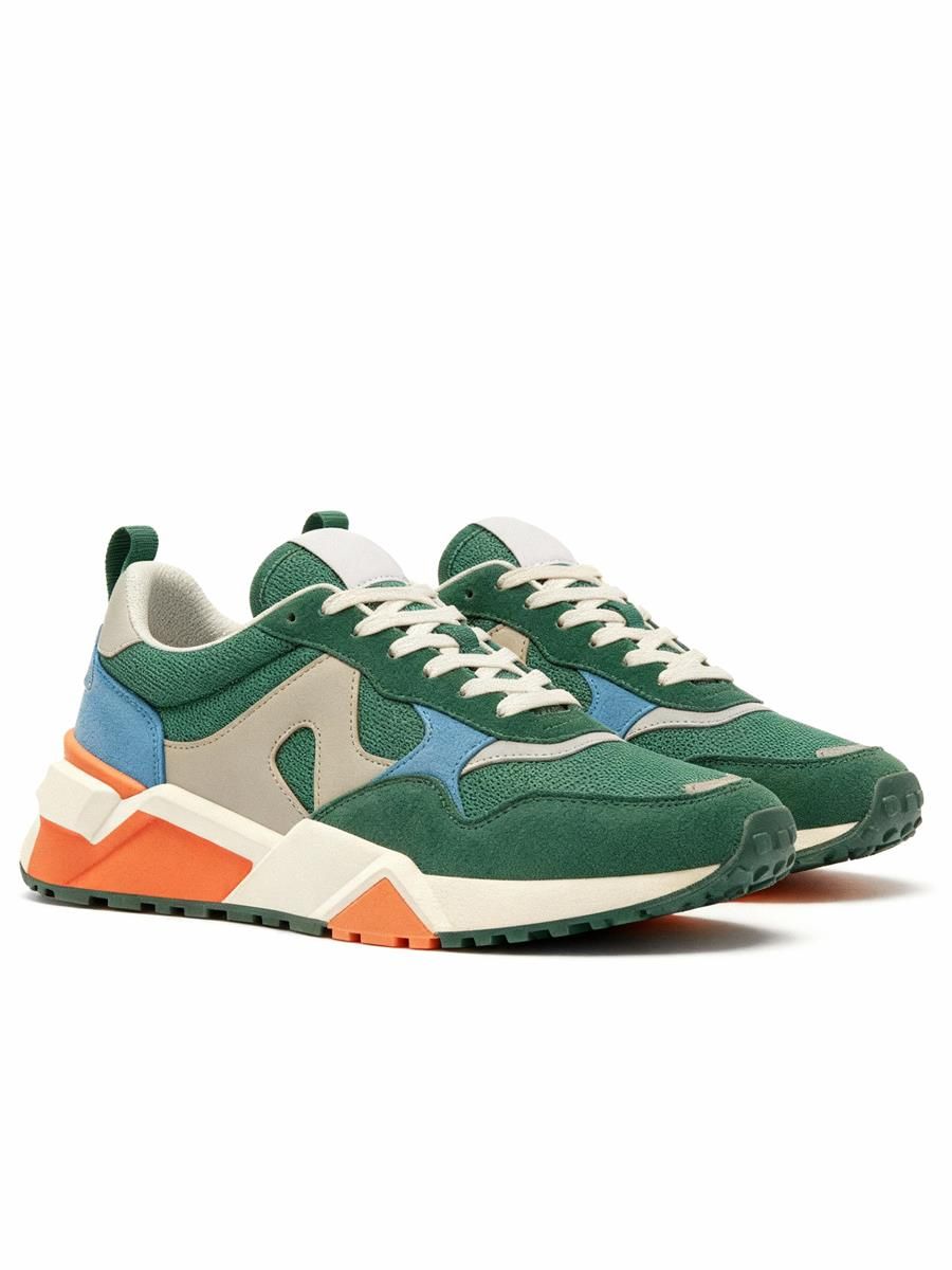 Retro Chunky Sneaker – Forest Green / Blue / Orange