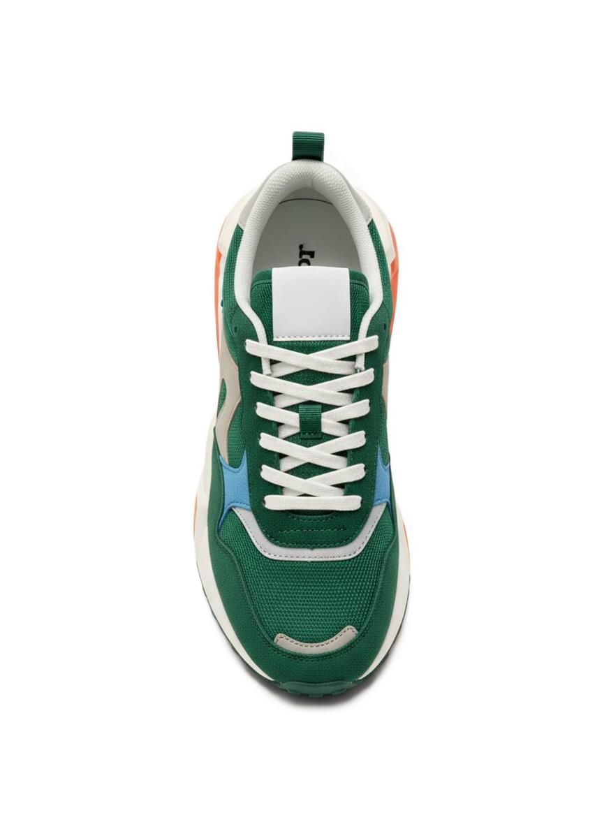 Retro Chunky Sneaker – Forest Green / Blue / Orange