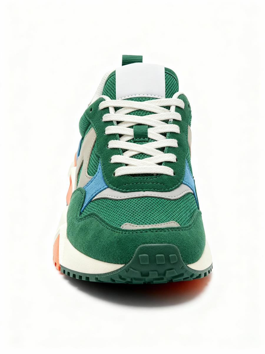 Retro Chunky Sneaker – Forest Green / Blue / Orange