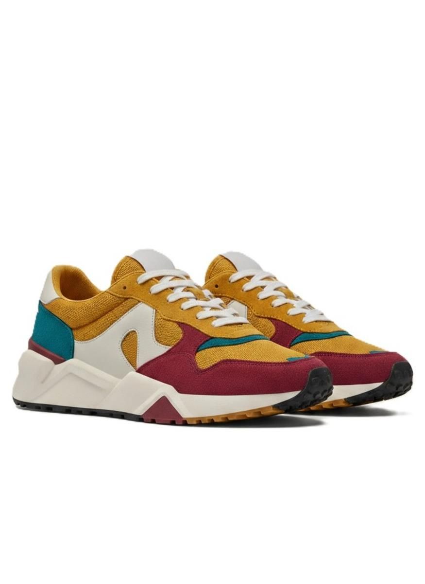 Retro Chunky Sneaker – Mustard / Burgundy / Teal