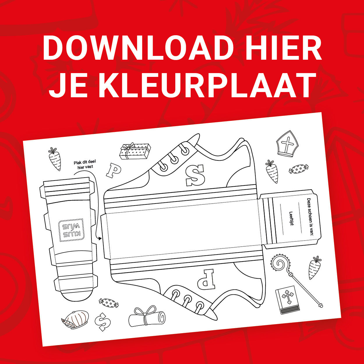 Kleurplaat schoen Sinterklaas KlusWijs